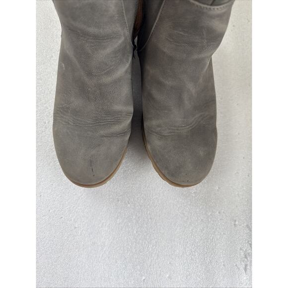 Korks By Kork Ease Esmeralda Lug Sole Leather Platform Ankle Boots Gray 8.5M - Picture 5 of 16